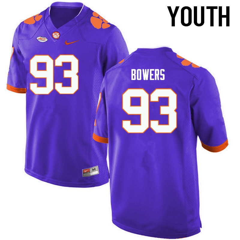 Youth Clemson Tigers #93 DaQuan Bowers College Football Jerseys-Purple - Click Image to Close